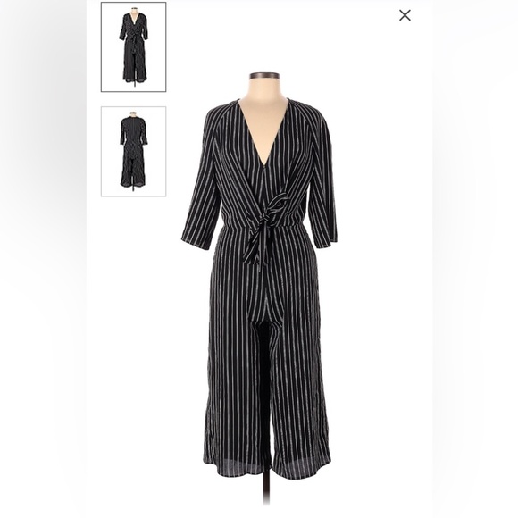 Size 6 work jumpsuit black/white vertical stripes - Picture 1 of 2